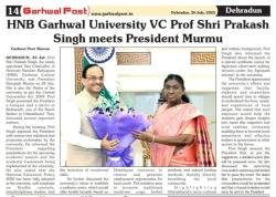 HNB Garhwal University VC Prof. Prakash Sing Meets President Murmu